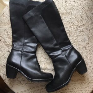Black leather boots